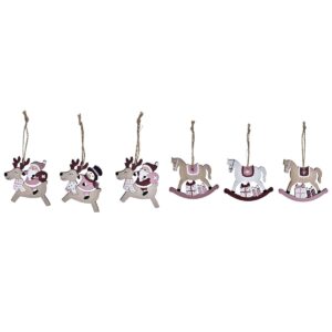 Set Adornos de Navidad DKD Home Decor Madera MDF (21 x 8,2 x 1,5 cm) (8 cm) (2 Unidades)