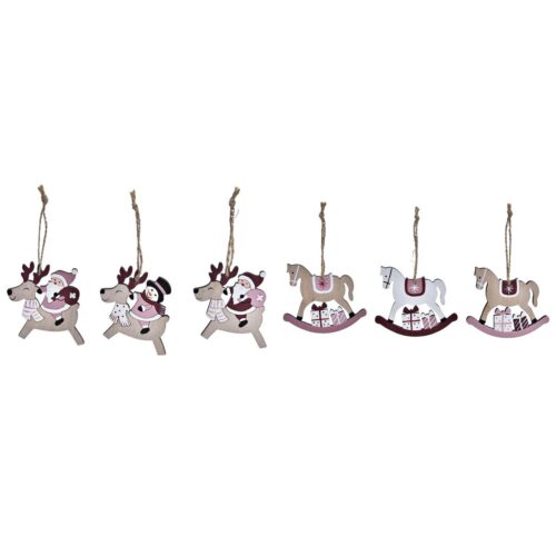 Set Adornos de Navidad DKD Home Decor Madera MDF (21 x 8,2 x 1,5 cm) (8 cm) (2 Unidades)
