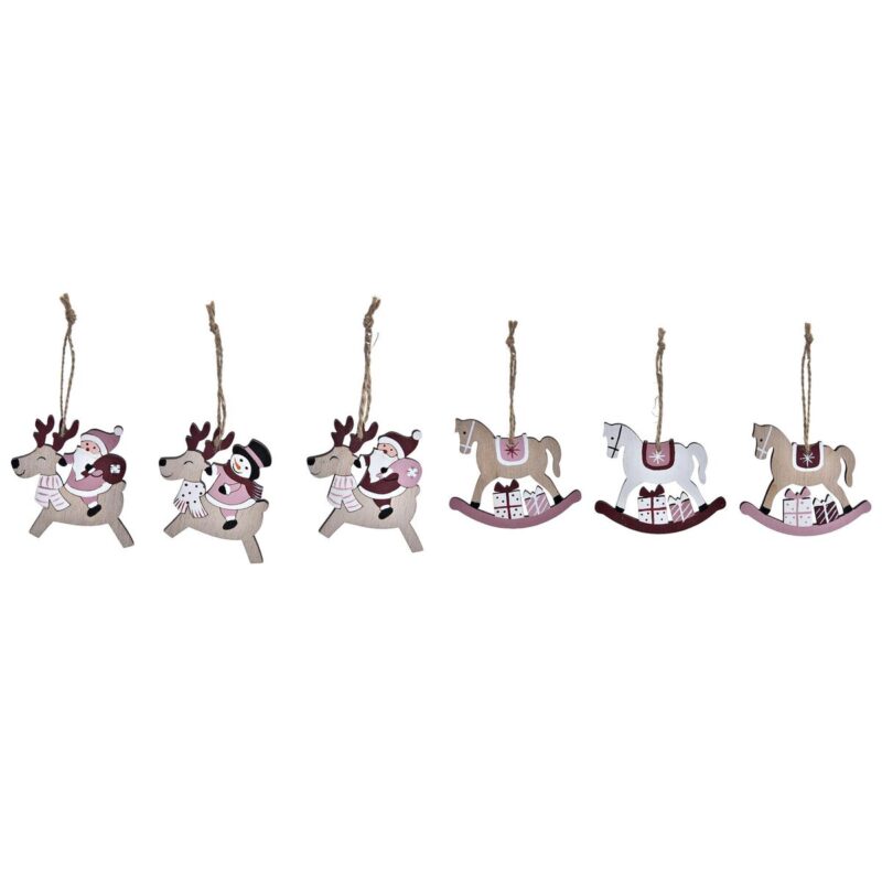 Set Adornos de Navidad DKD Home Decor Madera MDF (21 x 8,2 x 1,5 cm) (8 cm) (2 Unidades)