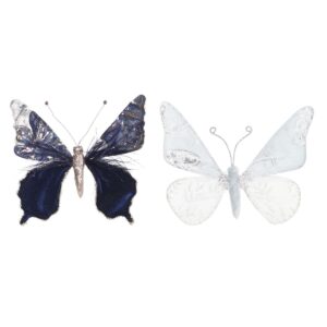 S3035854_0 Adorno Navideño DKD Home Decor Poliéster Mariposa (2 Unidades) (23 x 3 x 19 cm)