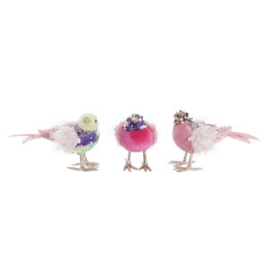 S3035858_0 Adorno Navideño DKD Home Decor Poliéster Pájaro (18 x 8 x 13 cm) (3) (3 Unidades)