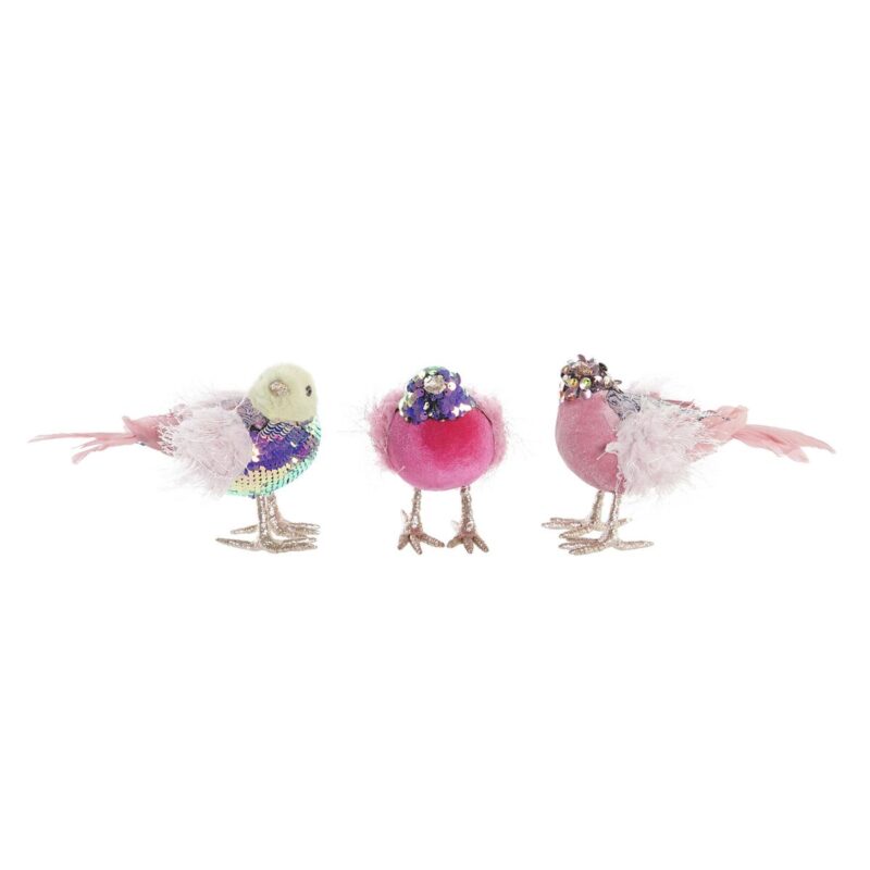 S3035858_0 Adorno Navideño DKD Home Decor Poliéster Pájaro (18 x 8 x 13 cm) (3) (3 Unidades)