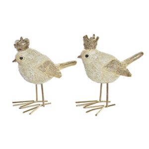 Adorno Navideño DKD Home Decor Resina Pájaro (11 x 5 x 9,5 cm) (2 Unidades)