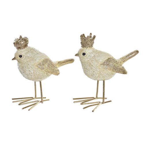 Adorno Navideño DKD Home Decor Resina Pájaro (11 x 5 x 9,5 cm) (2 Unidades)