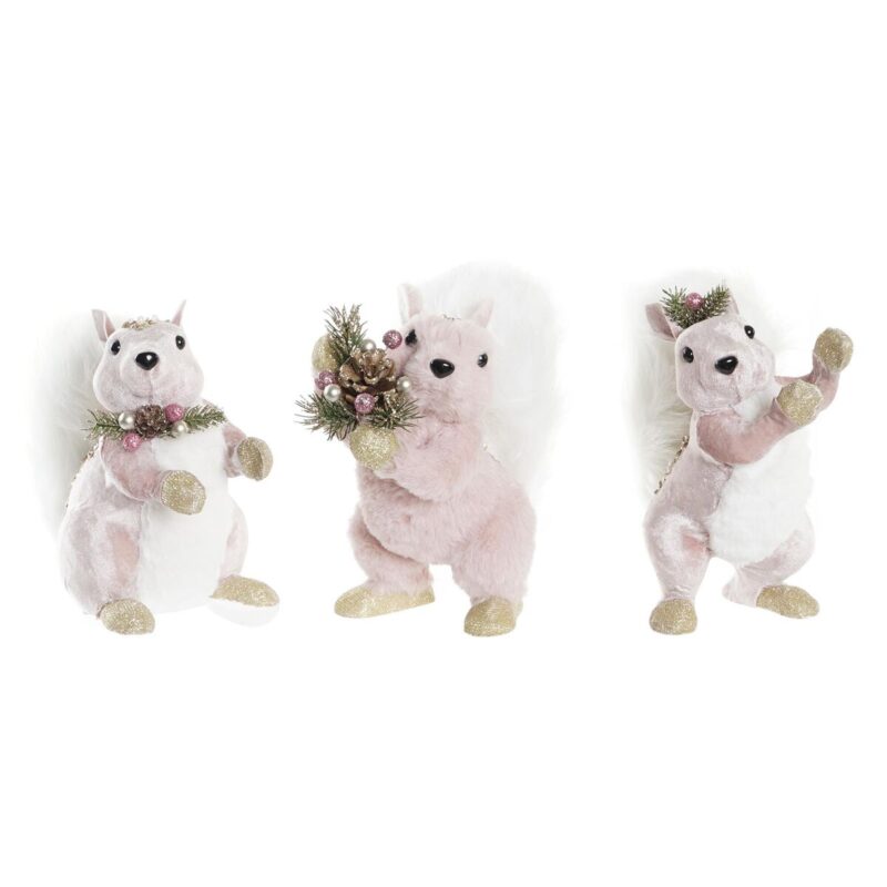 S3036125_0 Adorno Navideño DKD Home Decor Poliéster Ardilla (13 x 16 x 21 cm) (3) (3 Unidades)