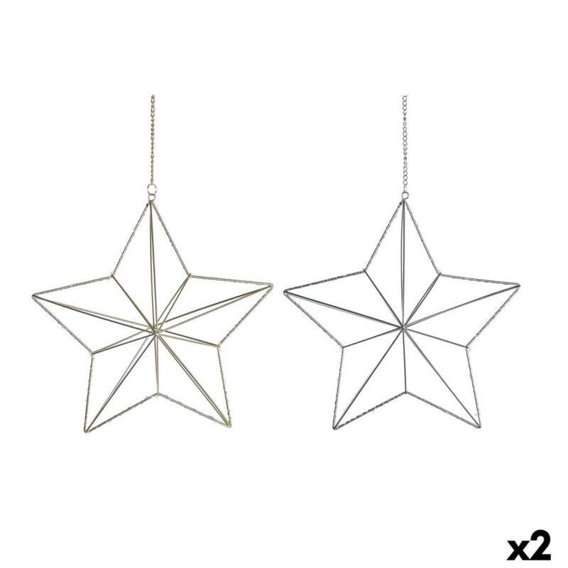 Adorno Navideño DKD Home Decor Metal Estrella (2 Unidades) (30 x 11 x 30 cm)