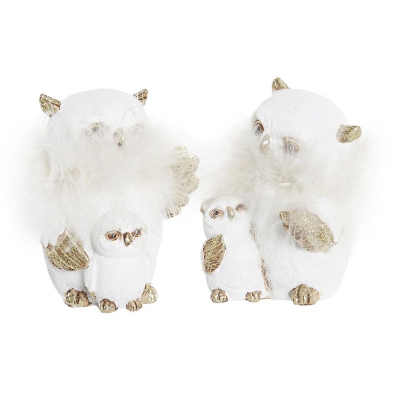 Adorno Navideño DKD Home Decor Búho Resina (7,5 x 7 x 10 cm) (2 Unidades)