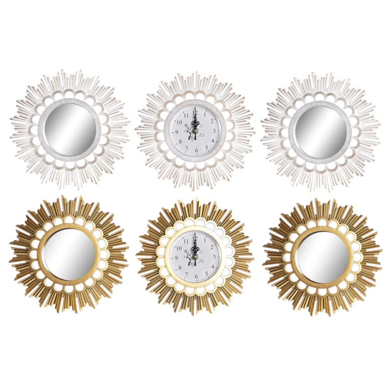 S3037755_0 Reloj de Pared DKD Home Decor Espejo PP (25 x 2,5 x 25 cm) (2 Unidades)