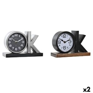 Reloj de Mesa DKD Home Decor Negro Plateado (2 Unidades)