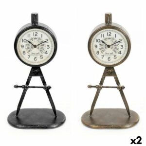 Reloj de Mesa DKD Home Decor Negro Dorado Loft (2 Unidades)