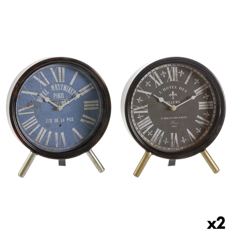 S3037786_0 Reloj de Mesa DKD Home Decor Azul Negro Vintage (2 Unidades)