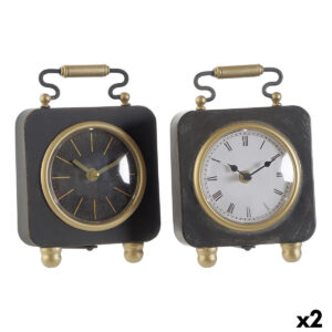 Reloj de Mesa DKD Home Decor Negro Dorado Plateado (2 Unidades)