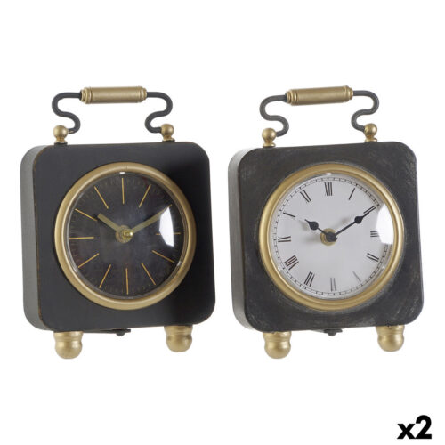 Reloj de Mesa DKD Home Decor Negro Dorado Plateado (2 Unidades)