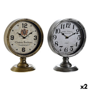 Reloj de Mesa DKD Home Decor Dorado Plateado Vintage (2 Unidades)