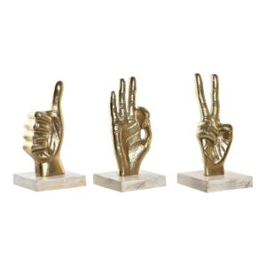 S3030244_0 Figura Decorativa DKD Home Decor Blanco Dorado Manos Loft 10 x 10 x 20 cm