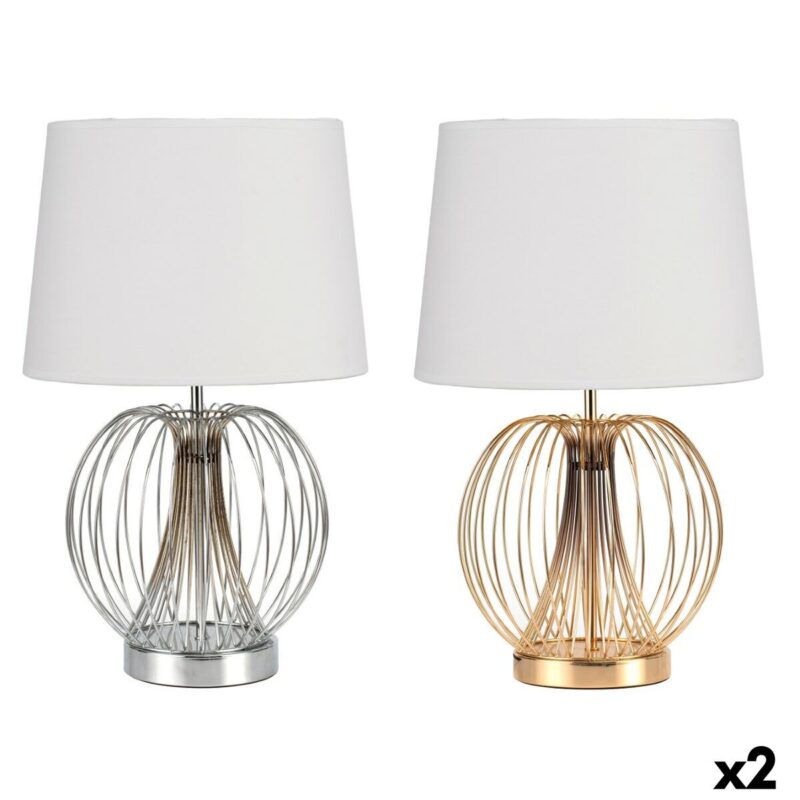 S3040009_0 Lámpara de mesa DKD Home Decor 32.5 x 32.5 x 52 cm Metal Blanco 220 V 50 W (2 Unidades)