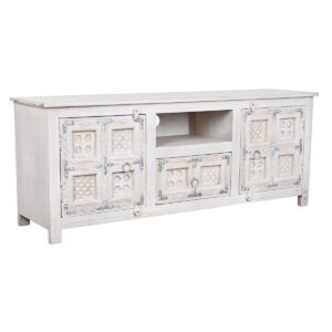 S3040387_0 Mueble de TV DKD Home Decor Blanco Madera Madera de mango 151 x 40 x 60 cm