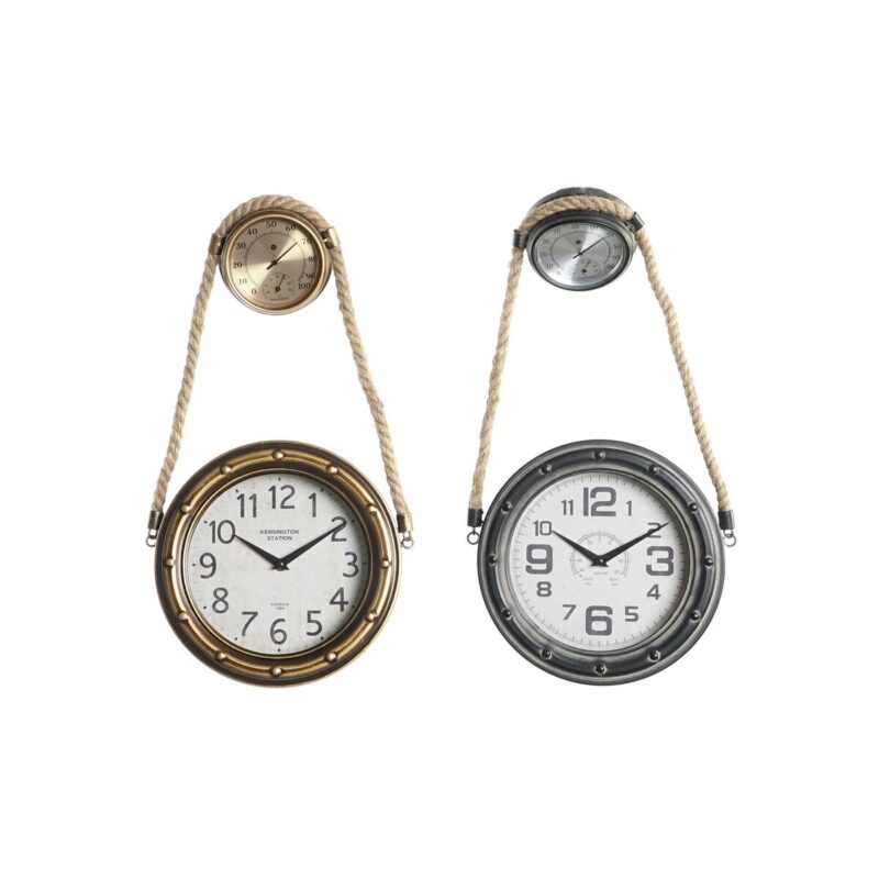 S3041482_0 Reloj de Pared DKD Home Decor 28,5 x 8 x 50 cm Cristal Hierro Vintage (2 Unidades)