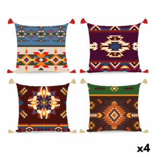 Cojín DKD Home Decor Poliéster Multicolor Ikat (45 x 10 x 45 cm) (4 Unidades)