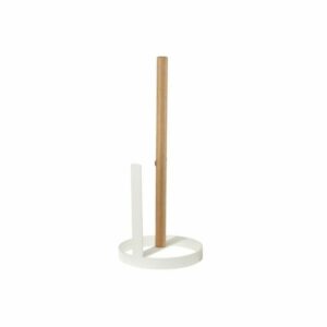 S3041237_0 Portarrollo de Papel de Cocina DKD Home Decor 13 x 13 x 31,5 cm Natural Metal Blanco Pino