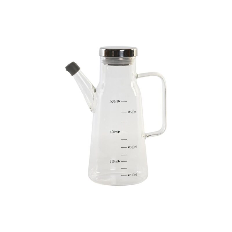 S3041380_0 Aceitera DKD Home Decor 15 x 9 x 19,6 cm Plateado Acero Inoxidable 550 ml Vidrio de Borosilicato