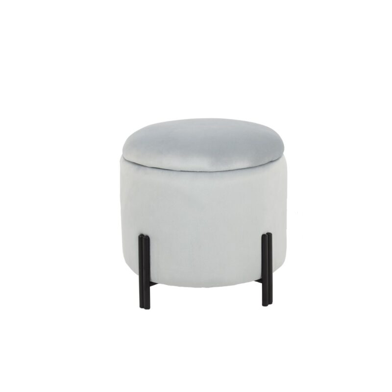 S3040712_0 Reposapiés DKD Home Decor Gris Metal Poliéster (42 x 42 x 42 cm)