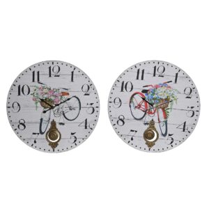 S3041500_0 Reloj de Pared DKD Home Decor Bicicleta Metal Multicolor Madera MDF (2 Unidades) (58 x 4 x 58 cm)