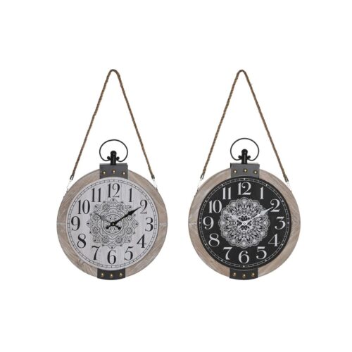 Reloj de Mesa DKD Home Decor Blanco Negro Mandala (2 Unidades)