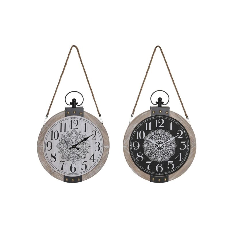 S3041503_0 Reloj de Mesa DKD Home Decor Blanco Negro Mandala (2 Unidades)