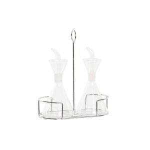 S3041779_0 Set de Aceitera y Vinagrera DKD Home Decor 200 ml 19,5 x 10 x 23,5 cm Metal Transparente 2 Unidades Vidrio de Borosilicato