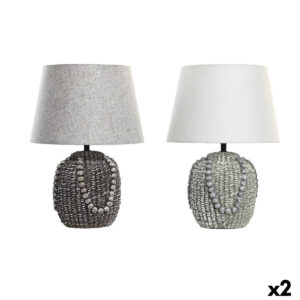 Lámpara de mesa DKD Home Decor Negro Tela Poliéster Verde Gres 220 V 50 W (24 x 24 x 34 cm) (2 Unidades)
