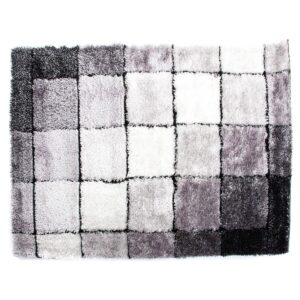 S3045026_0 Alfombra DKD Home Decor Negro Poliéster Blanco Cuadros 120 x 180 x 2 cm