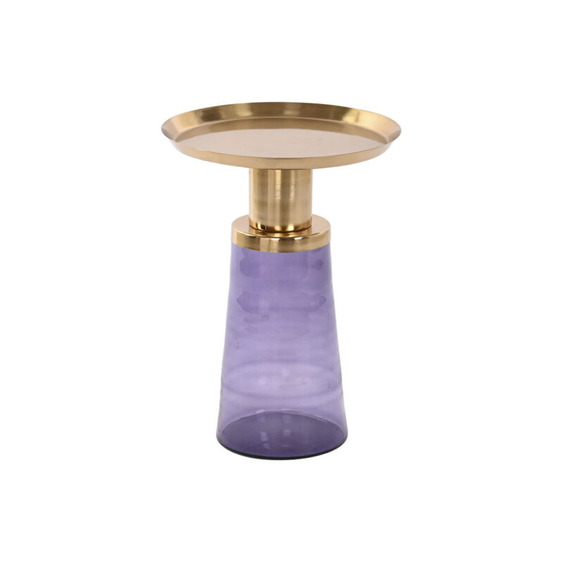 S3044060_0 Mesa auxiliar DKD Home Decor 37 x 37 x 50 cm Cristal Azul Dorado Hierro