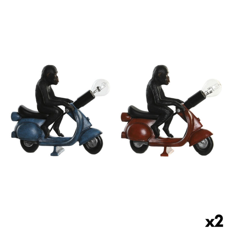 Lámpara de mesa DKD Home Decor 24,5 x 10 x 23,5 cm Rojo Azul Resina 220 V 40 W (2 Unidades)