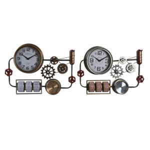 S3044952_0 Reloj de Pared DKD Home Decor 52,5 x 9 x 39,5 cm Cristal Hierro Vintage (2 Unidades)
