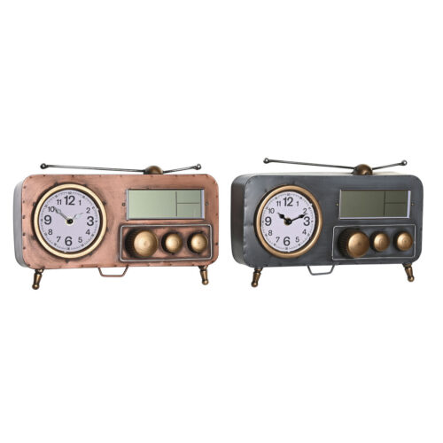 Reloj de Mesa DKD Home Decor Gris Cobre Vintage (2 Unidades)