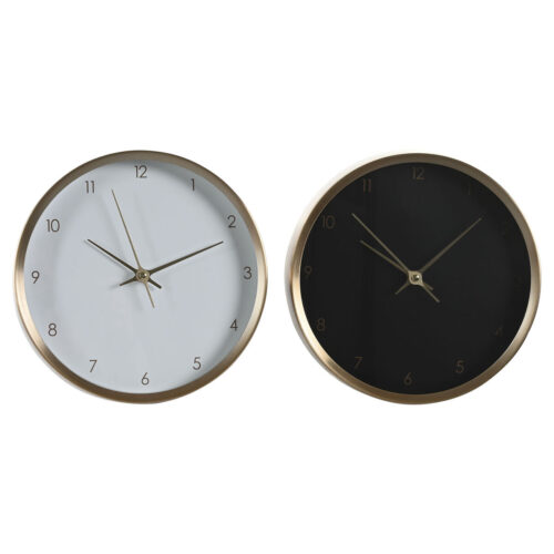 Reloj de Mesa DKD Home Decor Blanco Negro Dorado Mujer (2 Unidades)
