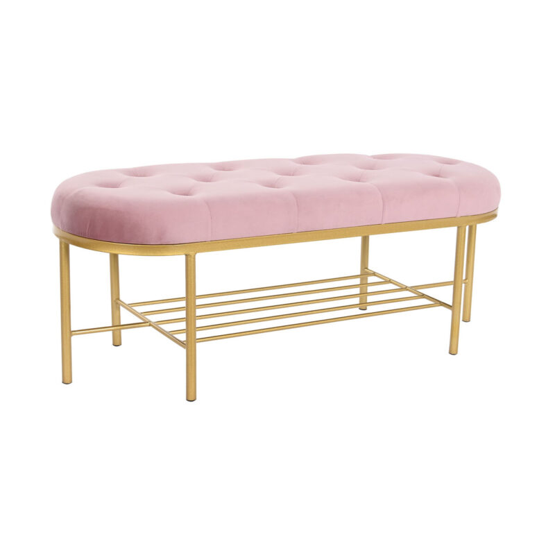 S3044387_0 Banqueta DKD Home Decor 100 x 35 x 40 cm Rosa Dorado Metal