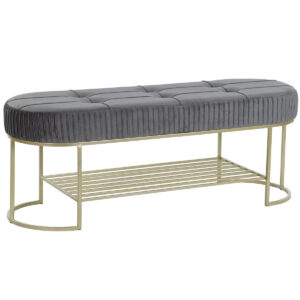 S3044388_0 Banqueta DKD Home Decor Gris Dorado Metal 120 x 40 x 45 cm