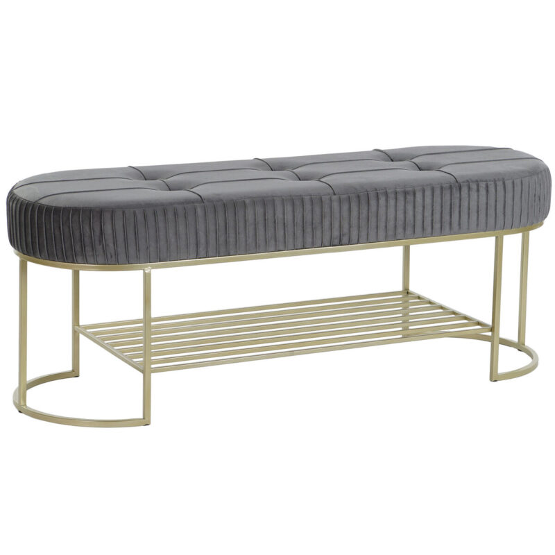 S3044388_0 Banqueta DKD Home Decor Gris Dorado Metal 120 x 40 x 45 cm