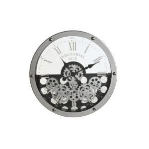 S3053996_0 Reloj de Pared Home ESPRIT Negro Plateado Metal Cristal Engranajes 52 x 8,5 x 52 cm
