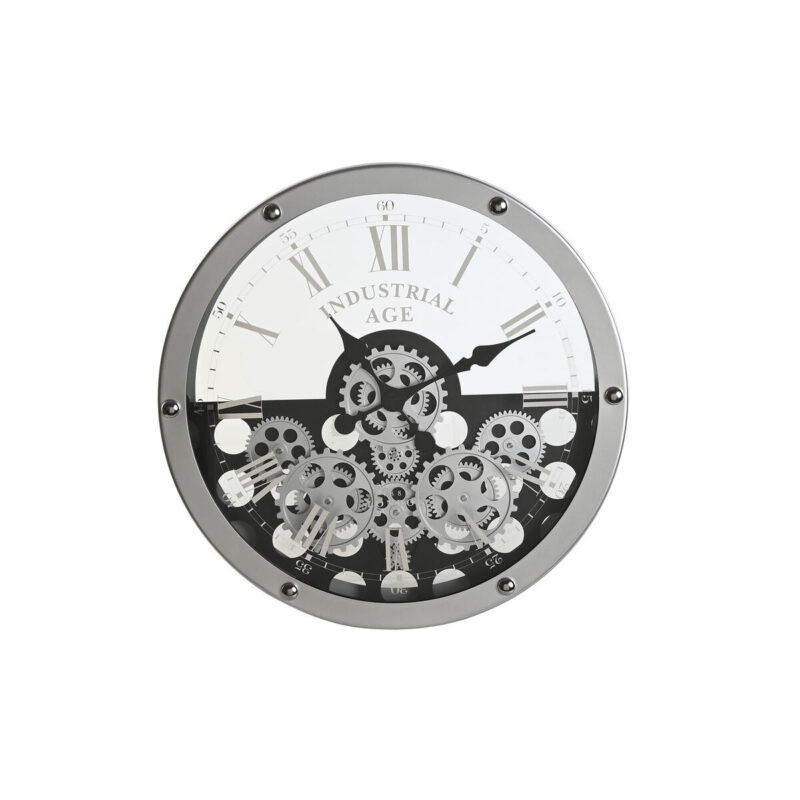 S3053996_0 Reloj de Pared Home ESPRIT Negro Plateado Metal Cristal Engranajes 52 x 8,5 x 52 cm