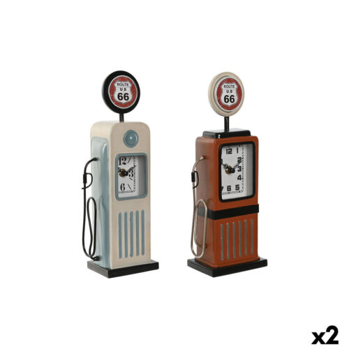 Reloj de Mesa Home ESPRIT Azul Naranja Vintage gasolinera (2 Unidades)