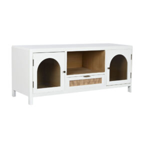 S3054427_0 Mueble de TV Home ESPRIT Blanco Cristal Madera de Paulonia 120 x 40 x 50 cm