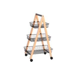 S3053287_0 Frutero Home ESPRIT Negro Natural Acero Pino 48 x 32 x 79 cm