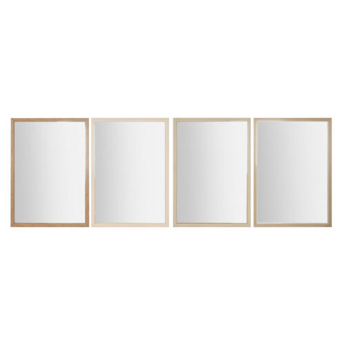 Espejo de pared Home ESPRIT Blanco Marrón Beige Gris 66 x 2 x 92 cm (4 Unidades)