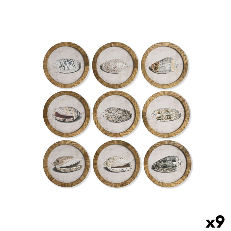 S3060551_0 Cuadro Home ESPRIT Cristal Ratán 30 x 2 x 30 cm (9 Unidades)