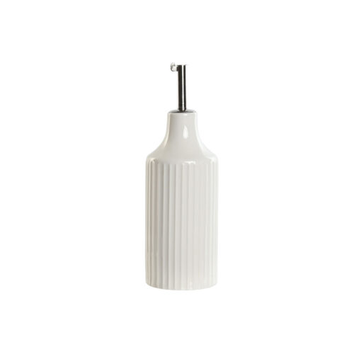 Aceitera Home ESPRIT Blanco Plateado Acero Inoxidable Porcelana Urbano 350 ml 7 x 7 x 22 cm