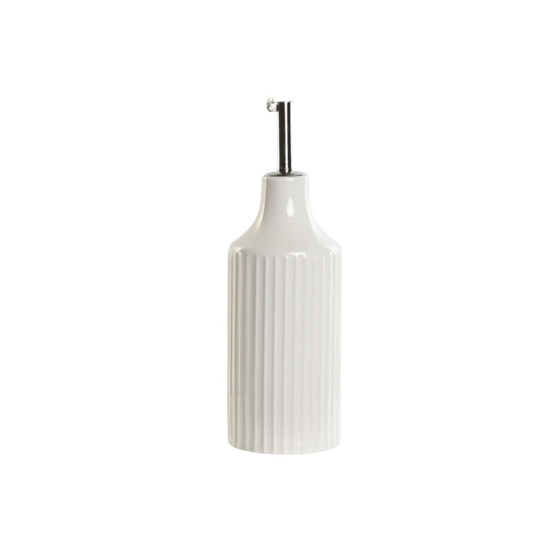 Aceitera Home ESPRIT Blanco Plateado Acero Inoxidable Porcelana Urbano 350 ml 7 x 7 x 22 cm