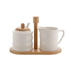 Azucarero Home ESPRIT Blanco Bambú Porcelana 19,5 x 9 x 17 cm 2 Piezas
